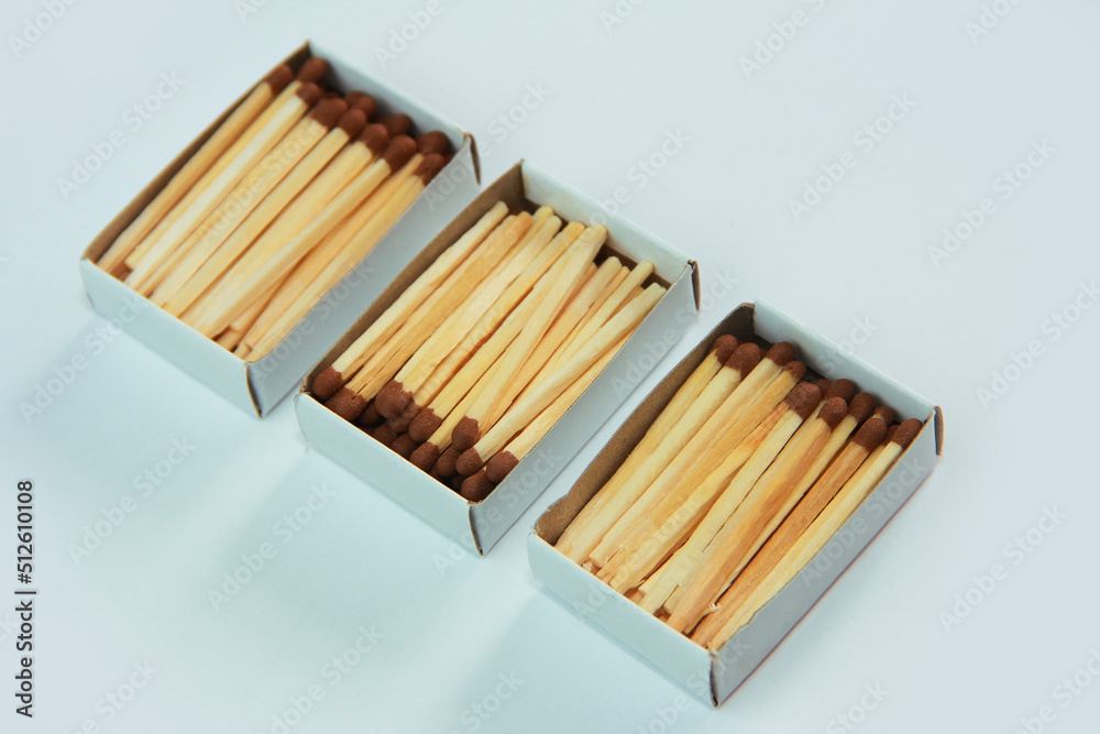 wooden yellow matches with sulfur for ignition in a paper box wooden yellow matches with sulfur for ignition in a paper box