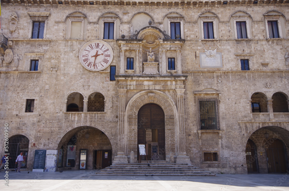 Ascoli Piceno - Marche - Detail of the facade of the Palazzo dei Capitani del Popolo
