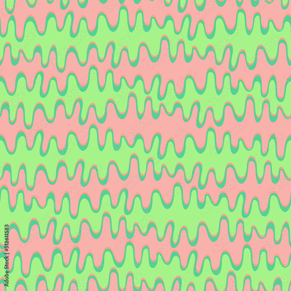 Seamless repeating pattern with hand drawn futuristic abstract bright curved and rounded wave Y2K bug style, for surface design and other design projects Seamless repeating pattern with hand drawn futuristic abstract bright curved and rounded wave Y2K bug style, for surface design and other design projects