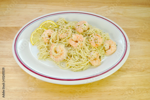 Angel Hair Pasta Served with Jumbo Shrimp