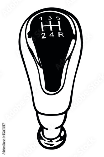 5 speed Car Styling Manual Gear Shift Knob Shifter Lever Head - vector illustration - Out line