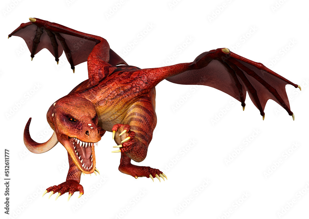 3D Rendering Fairy Tale Dragon on White 3D Rendering Fairy Tale Dragon on White