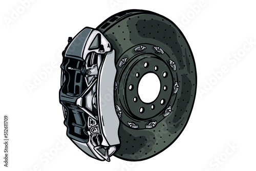  Car brake disc - vector illustration