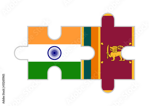 puzzle pieces of india and sri lanka flags. vector illustration isolated on white background