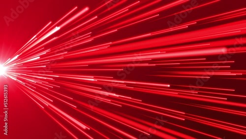 Optic lines flow stream - abstract CG red background. Glowing lines moving - fiber optic cable, digital information concepts. Seamless looping animation.