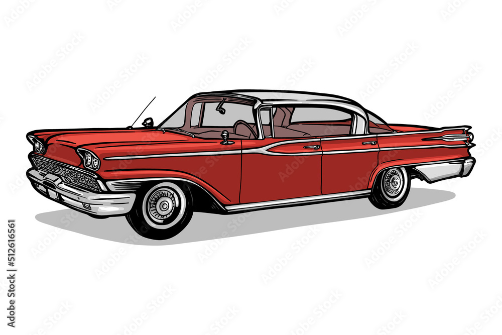 Old vintage american car - vector illustration