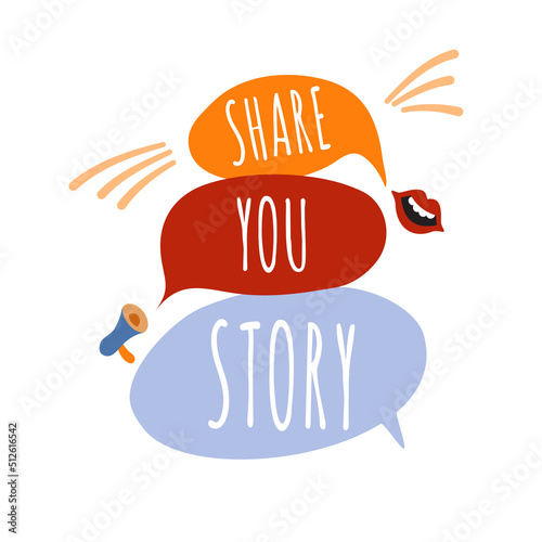 Message bubbles with the inscription share your story