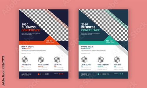 Corporate business flyer template. Conference flyer design template or online webinar conference invitation square flyer template