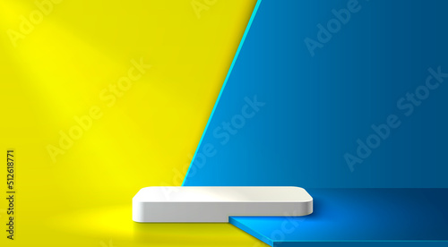 Stage podium with lighting, Stage Podium Scene with for Award, Decor element background. Vector