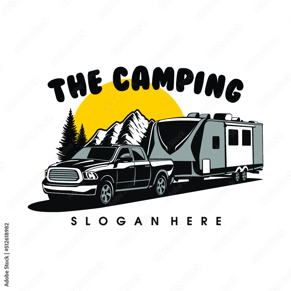 truck camping car illustration of a car camping car logo camping logo ...