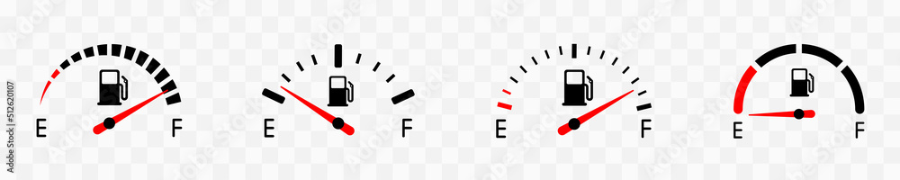 Fuel gauge indicator. Full fuel gauge icon set. Gas tank. Different ...