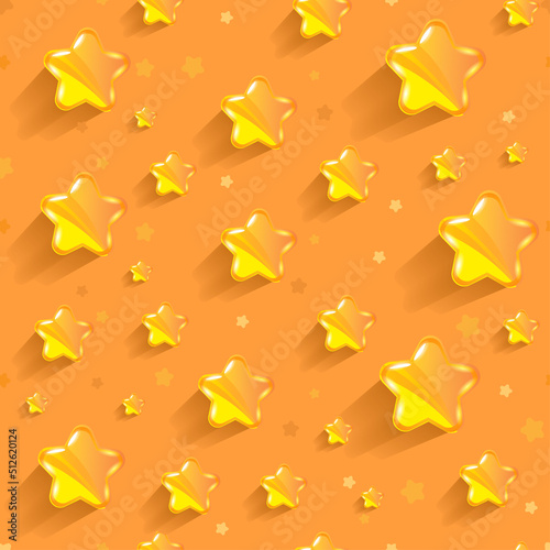 Seamless Colorful Gummy stars Jelly Candies Background. Sweets Vector Pattern.
