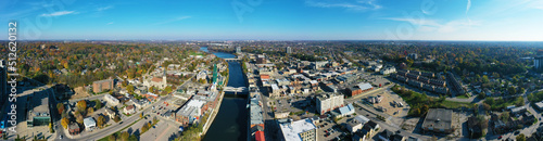 Aerial panorama of Cambridge, Ontario, Canada in autumn photo