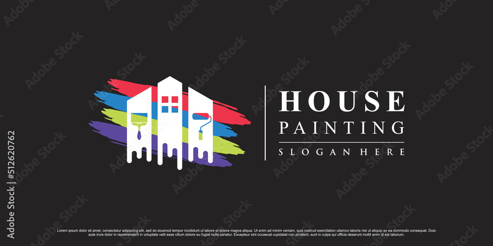 Paint house logo design inspiration with creative element Premium Vector