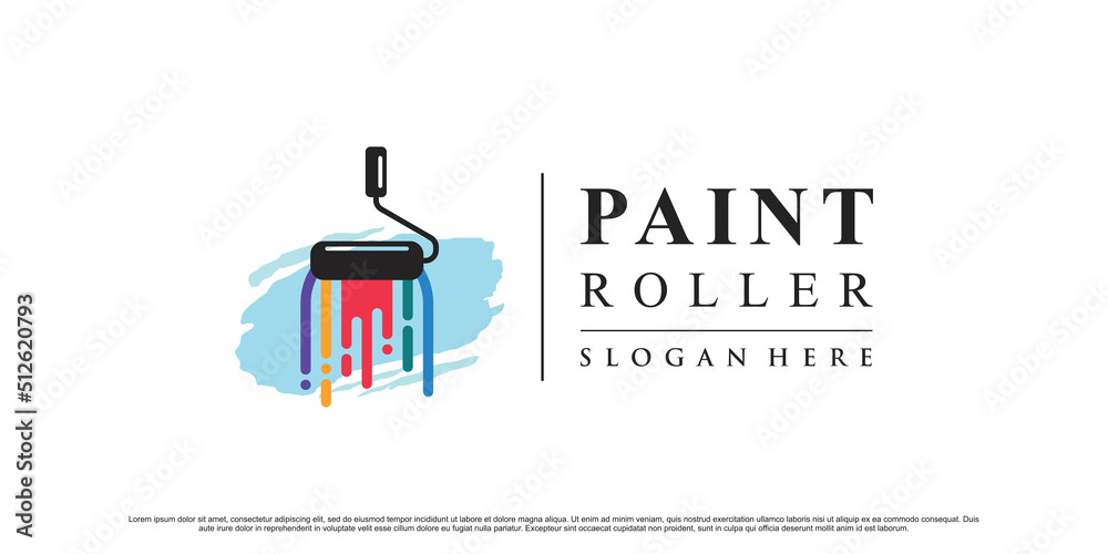 Creative paint logo design with roller element for business construction Premium Vector Creative paint logo design with roller element for business construction Premium Vector