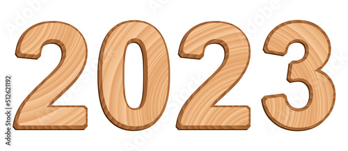 Vector digits isolated on white background. Set of three-dimensional numerals with texture of wood