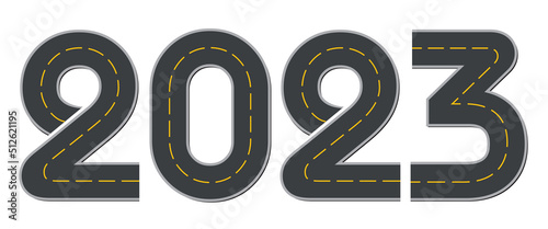 Figures of the new year in the form of a road. Vector drawing