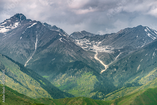 Snowy peaks, slopes of the Tien Shan mountains, Kyrgyzstan