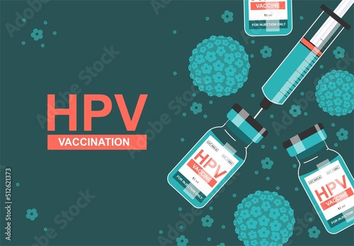 HPV -Human papillomavirus vaccine illustration with a syringe.  photo