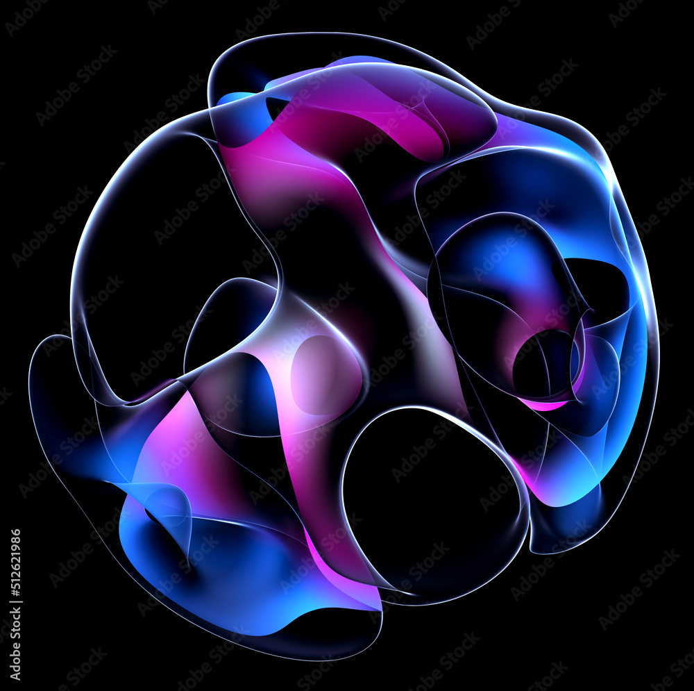 3d render of abstract art of surreal 3d mystic ball or sphere in curve ...