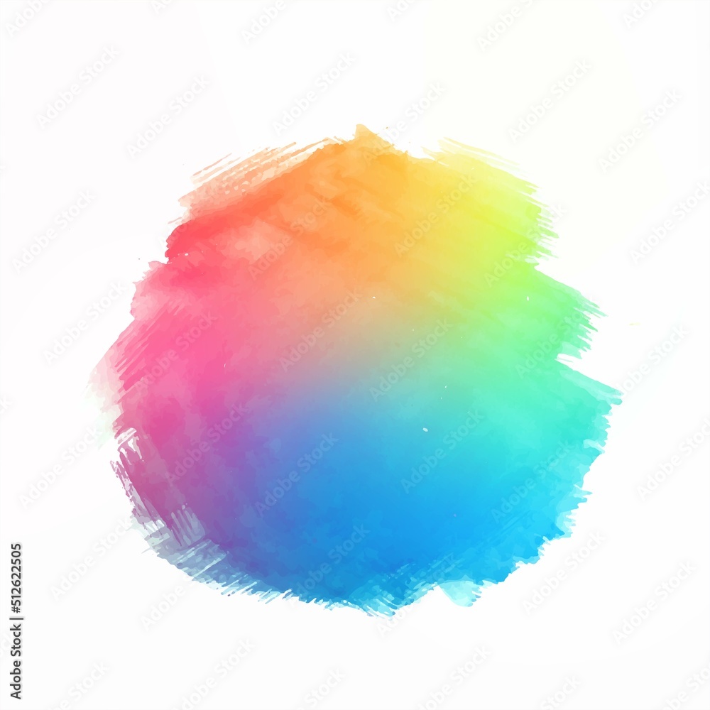 Hand draw colorful watercolor splash on white background