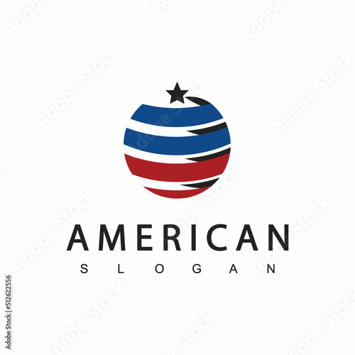 Circle stripes and stars USA American flags logo
