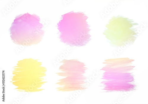 Hand draw colorful watercolor splash and stoke set design