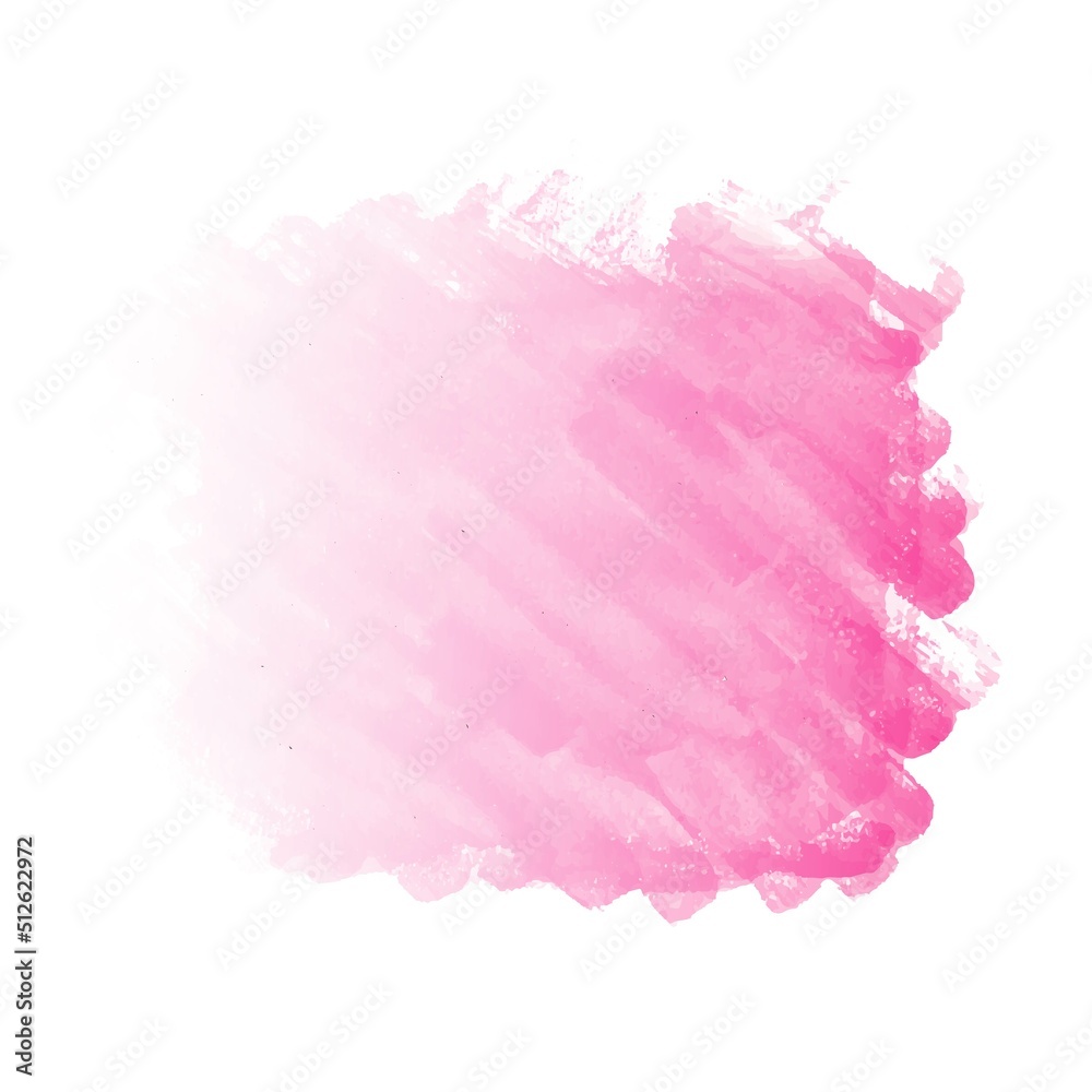 Hand draw pink brush watercolor strock on white background