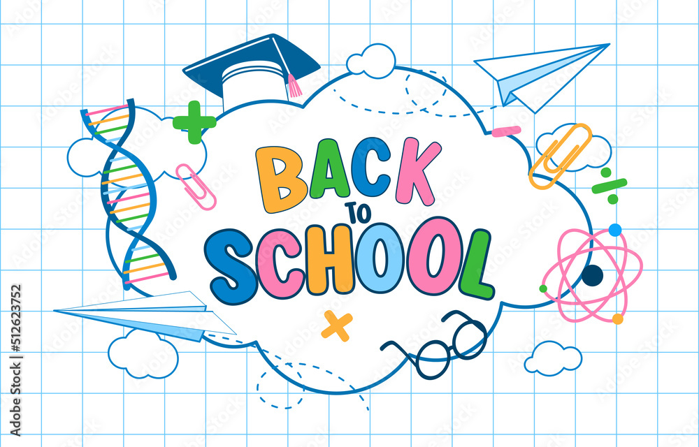 Fototapeta premium Back To School Concept, Poster, Vector, Illustration