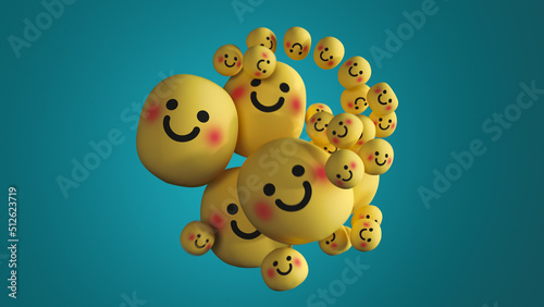 Happy smiling emojies 3D render photo