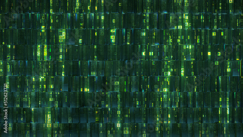 Green computer code abstraction 3D render