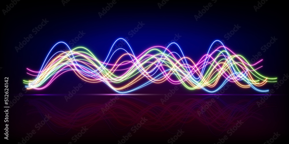 glowing neon wave glowing lights
