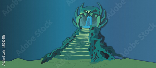 Fotografía A dark green villain's lair with a tall skull throne