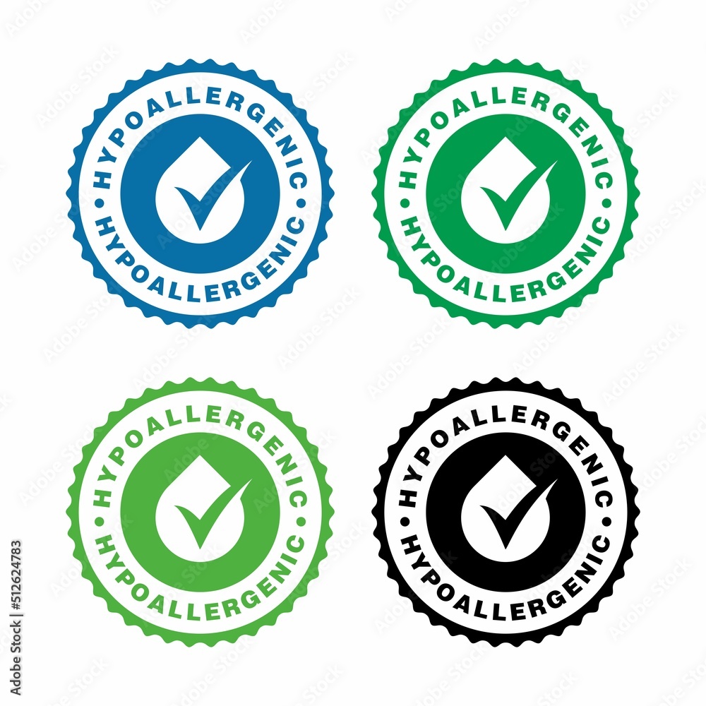 Set of Hypoallergenic Tested label stamp icon