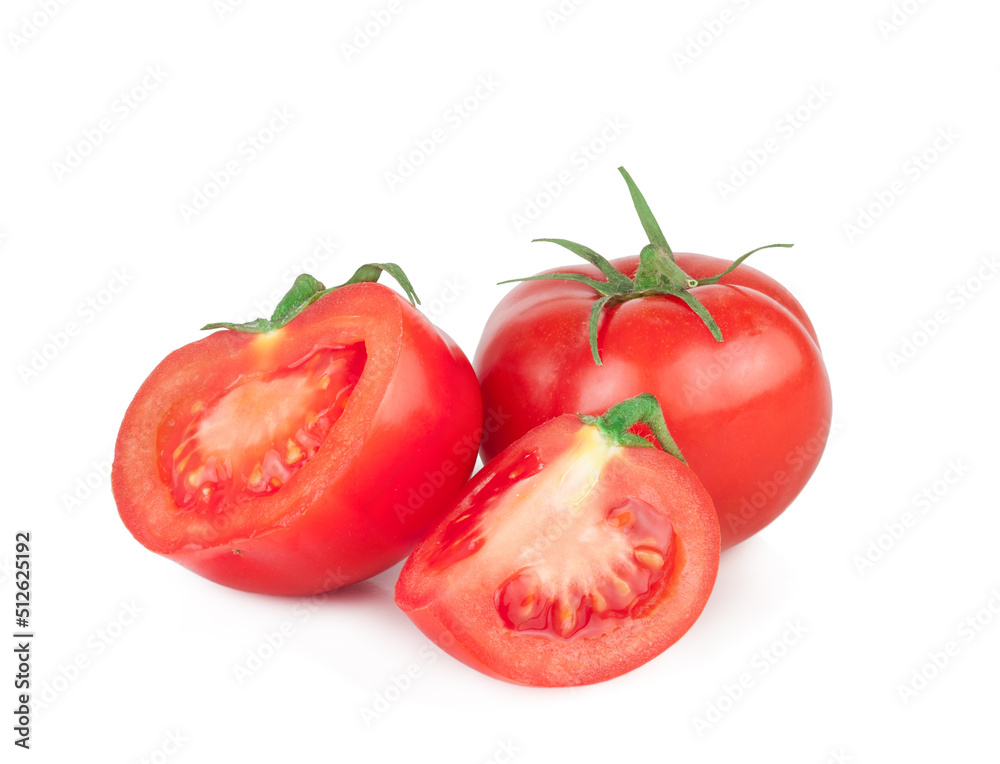 Tomato and slices isolated on a white background Tomato and slices isolated on a white background