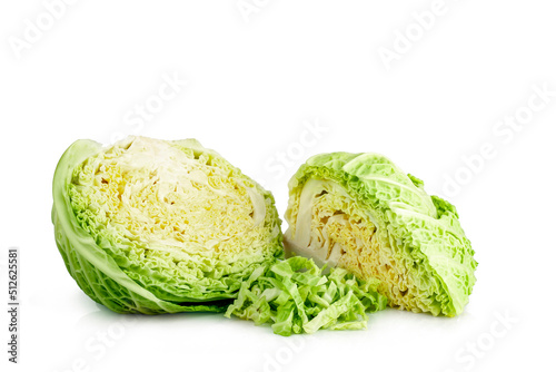 Savoy cabbage slices isolated on a white background © Alexander