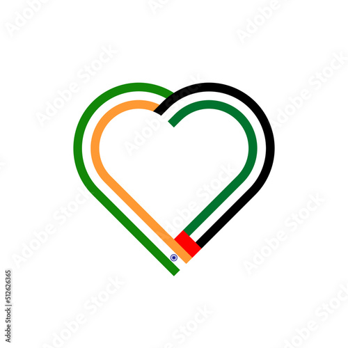 unity concept. heart ribbon icon of india and united arab emirates flags. vector illustration isolated on white background