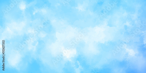 Abstract background with blue sky with clouds Retro Washed Out Effect. Ethnic Tie Dye Blue Watercolor background.  Light blue bubbly cloud patterns and textures watercolor background . paper texture .