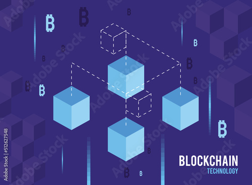 cubes in blockchain technology background