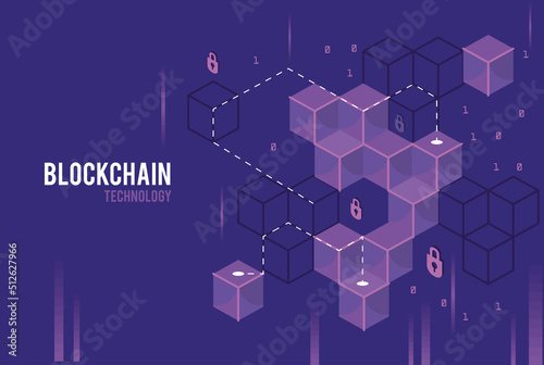 purple blockchain technology background