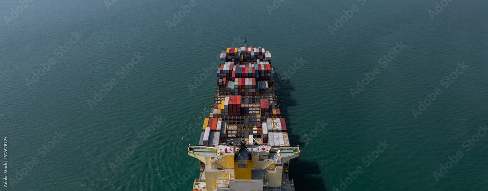 Fototapeta premium Container ship global business company freight shipping import export logistic and transportation by container ship, Container ship cargo freight shipping maritime transport international worldwide.