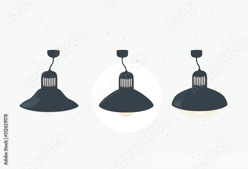 Electric light. Pendant lamps. Poster template. Vector.