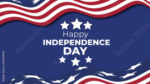 Happy 4th of July fireworks - Independence Day USA blue background with the United States flag and 4th of July typography - vector illustration