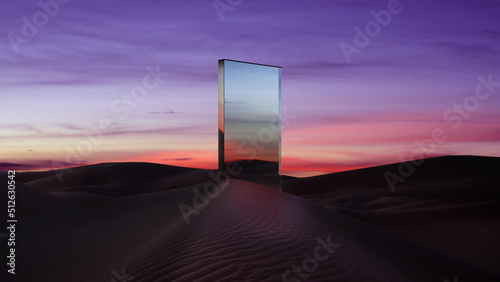 door to heaven, portal in the desert, render window in the desert photo