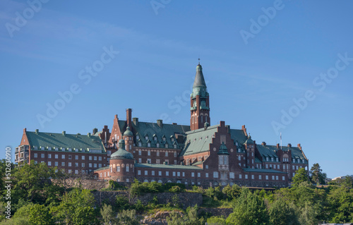 The retirement home Danvikshem on a cliff in the district Nacka a sunny summer day in Stockholm