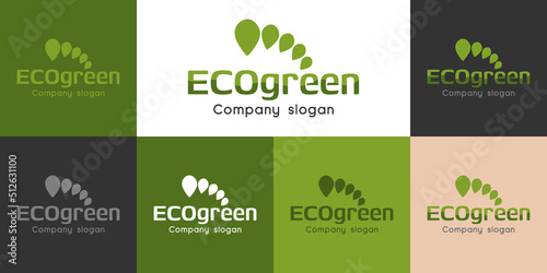 Green nature leaves or footprint of the toes. Logo design with inscription a company slogan. Usable for branding business,  industrial, foundation, services Company. Flat vector .logo design.