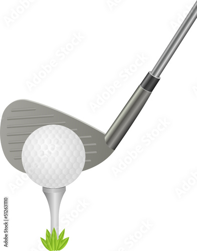 Golf ball and putter clipart design illustration