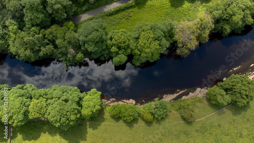 The River Tees in Barnard Castle in County Durham  UK