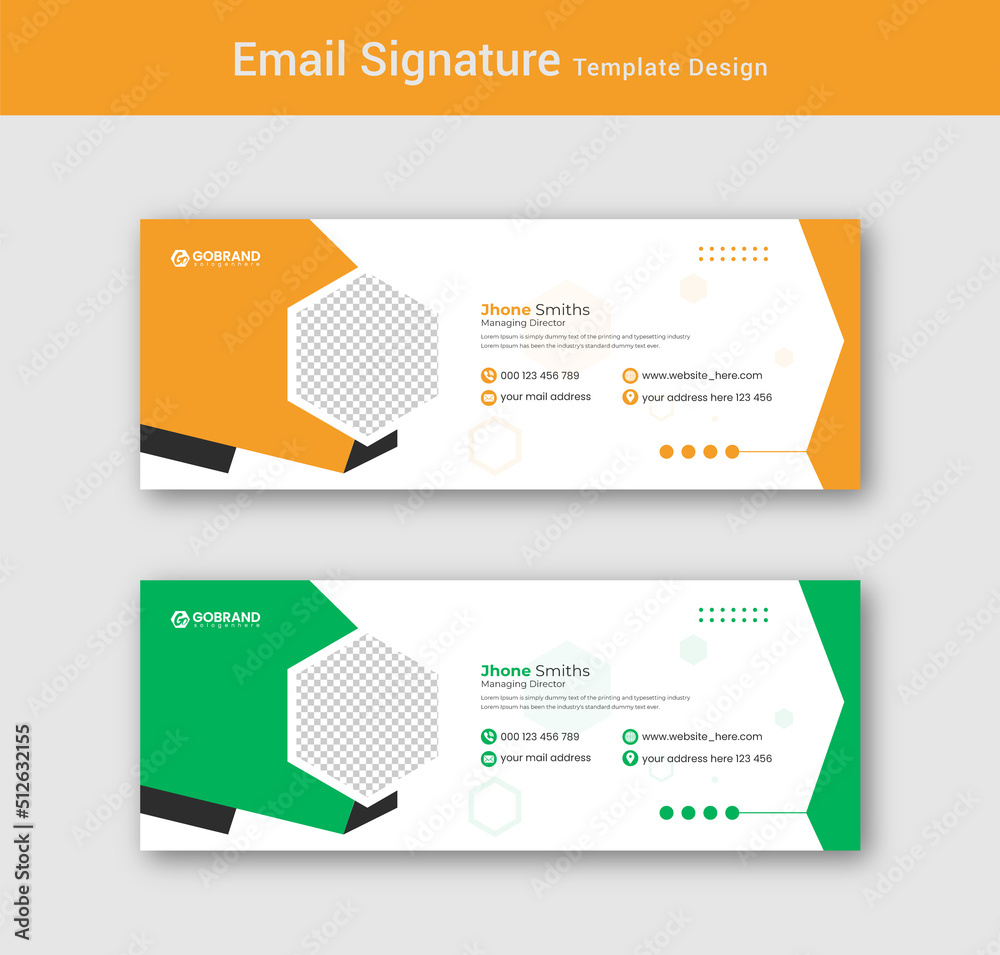 Modern creative corporate business email signature template or elegant flat email footer	

