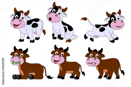 Set of Cartoon Animal Cow, Buffalo and Goat © Edy